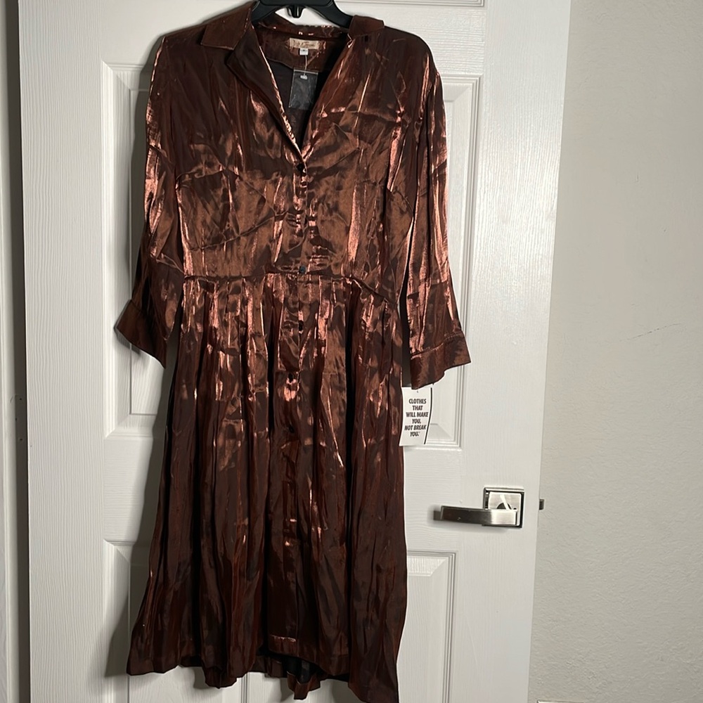 NWT Dick & Jayne long sleeve button up midi dress
